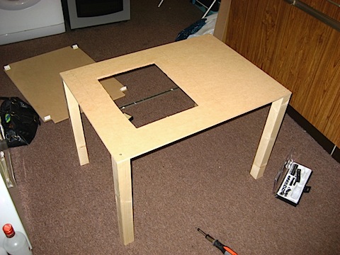 Attaching legs to the table